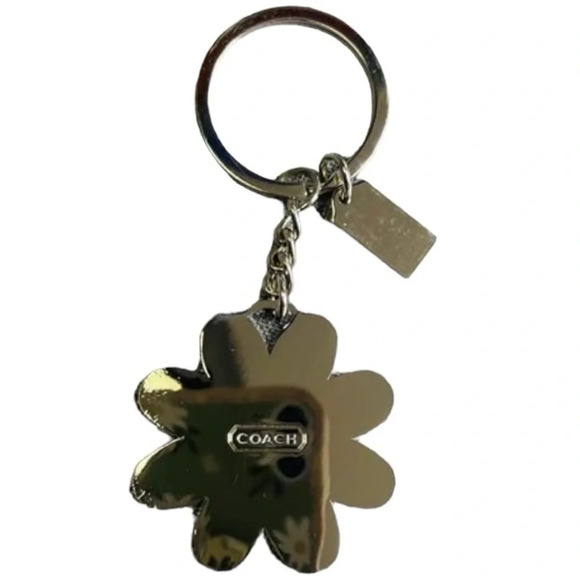 COACH Vintage XL Signature Cs Pink Daisy Keychain Purse Charm Key Hangtag NWOT - Picture 2 of 2